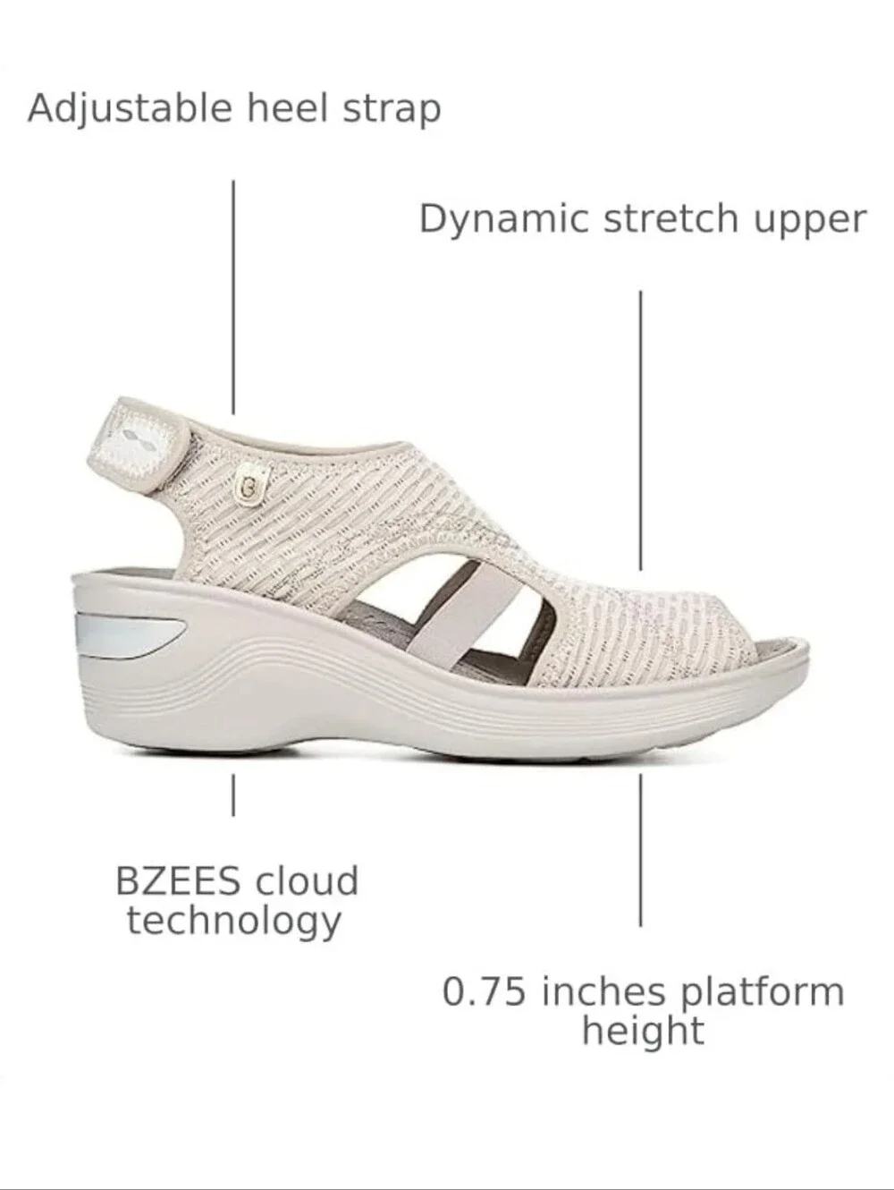 Bzees Women's Light Beige Wedge Sandal